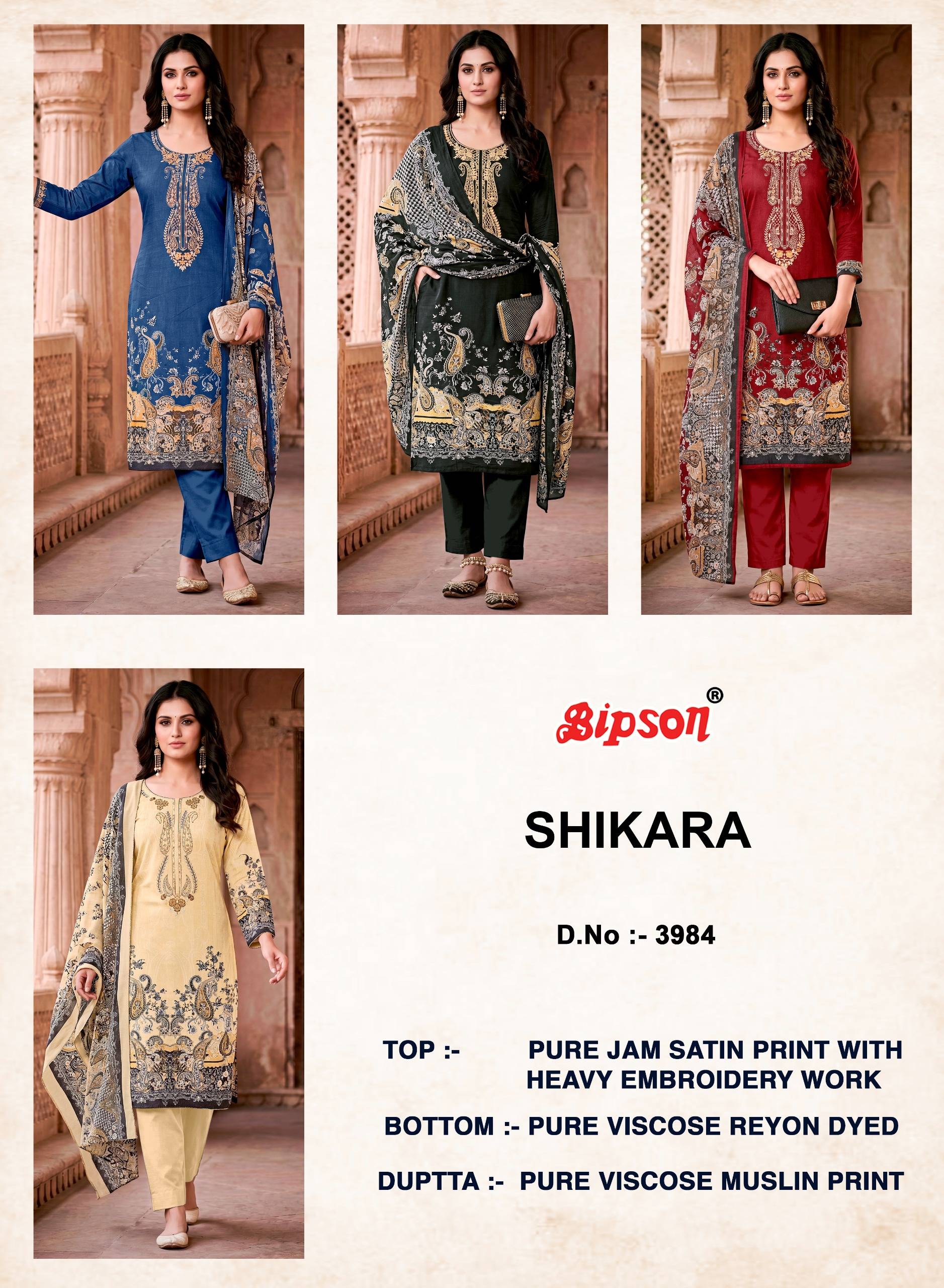 SIKARA - 3984 Series BIPSON PRINTS Stylish Beautiful Colourful Pure JAAM Satin Dresses At Wholesale Price